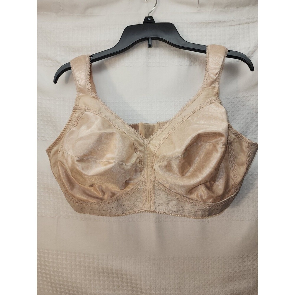 Playtex Womens Bra Sz 44c 18 Wide Strap Full Coverage Wirefree Style 4693 Beige